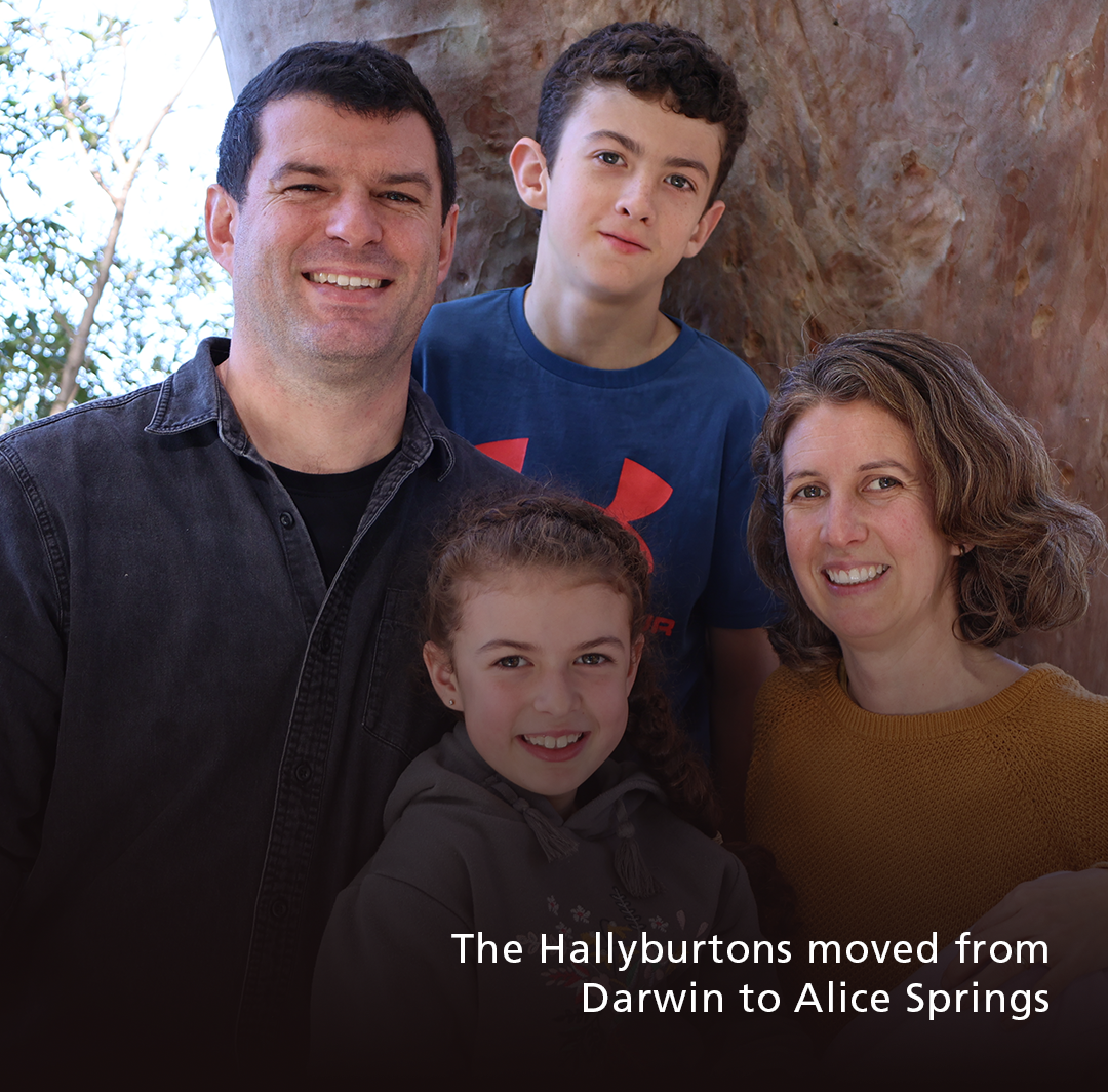 The Hallyburton family who moved from Darwin to Alice Springs